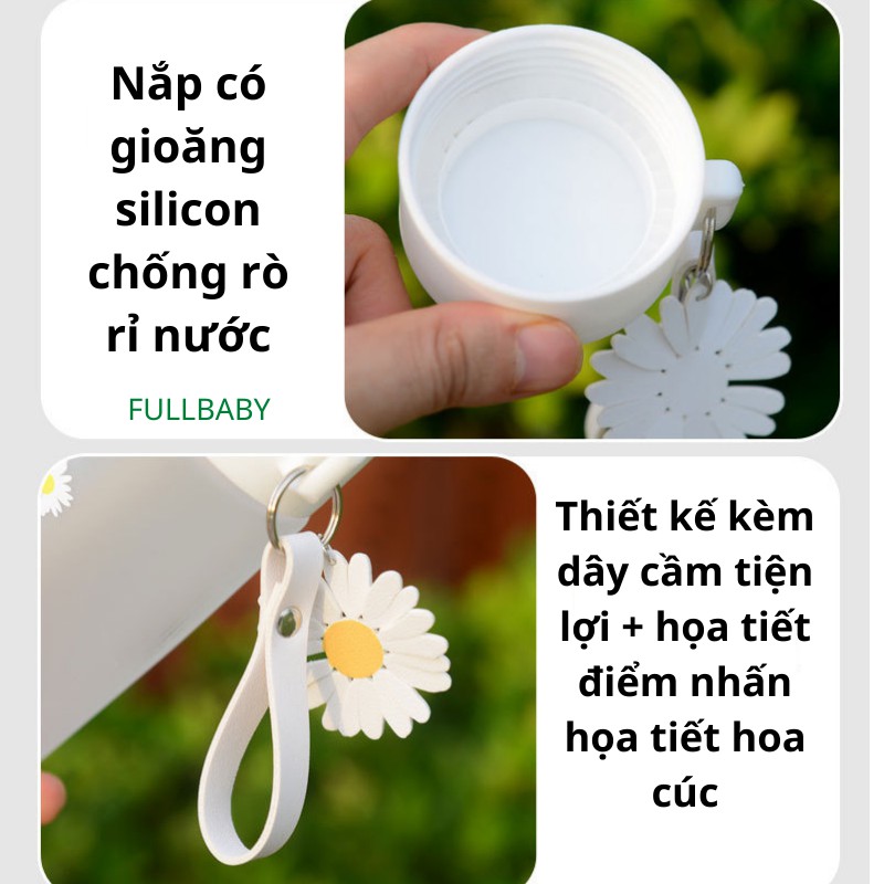 Bình Nước Cute Nhựa Hoa Cúc Mini Dễ Thương 550ml