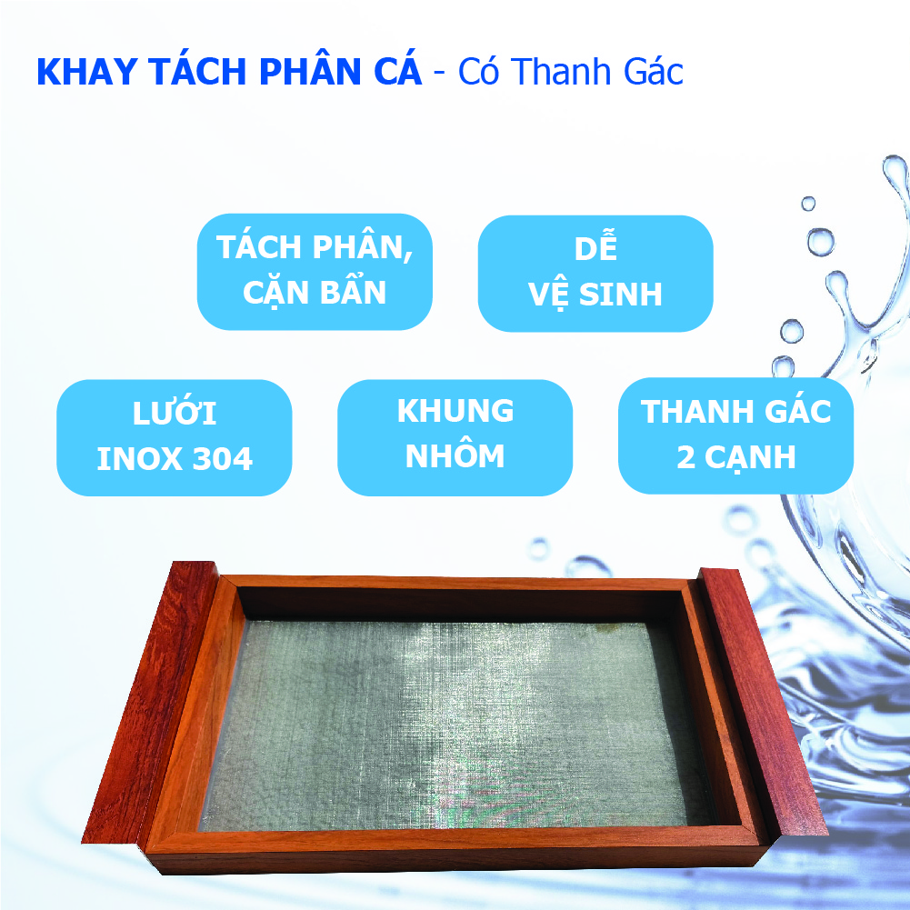(25cm x 30cm) - Khay tách phân cá - Lưới lọc inox 304