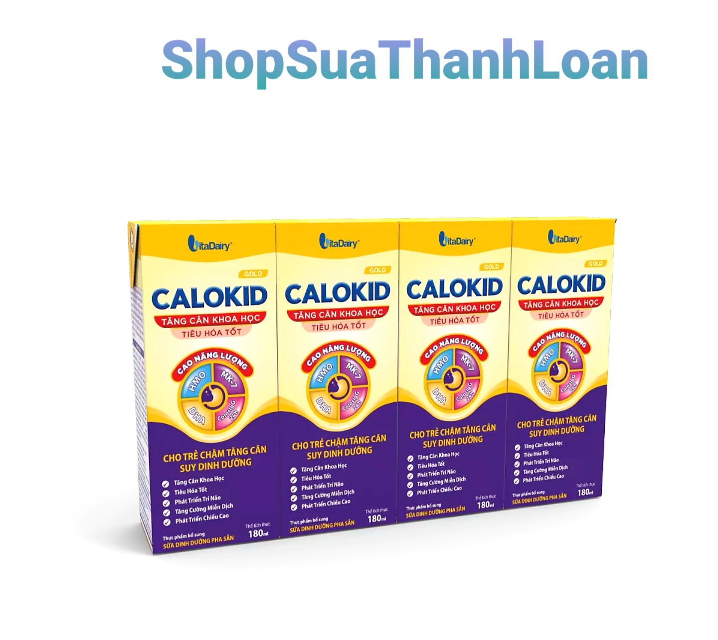 Thùng 48 Hộp Sữa Pha Sẵn Vitadairy CALOKID GOLD 180ml.