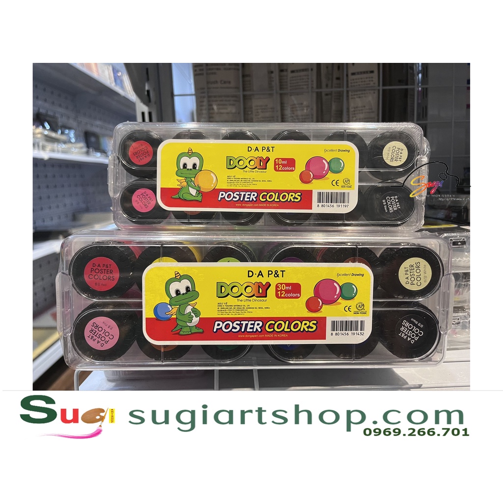 Màu Poster Dooly 12 màu (hủ 30ml), Màu nước Dooly