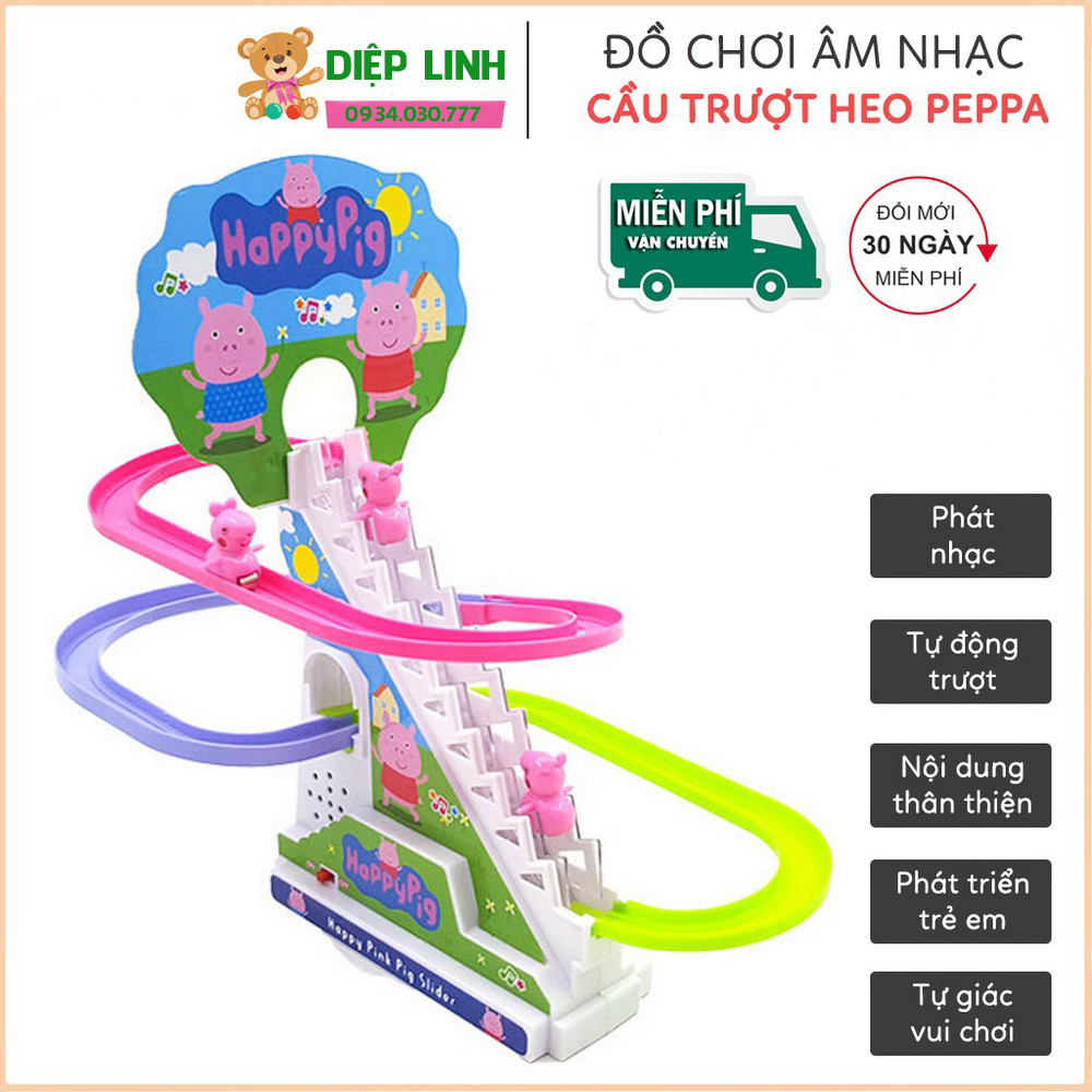 Đồ chơi tàu lượn leo thang– chó đốm leo cầu thang có nhạc và đèn – đồ chơi cho bé