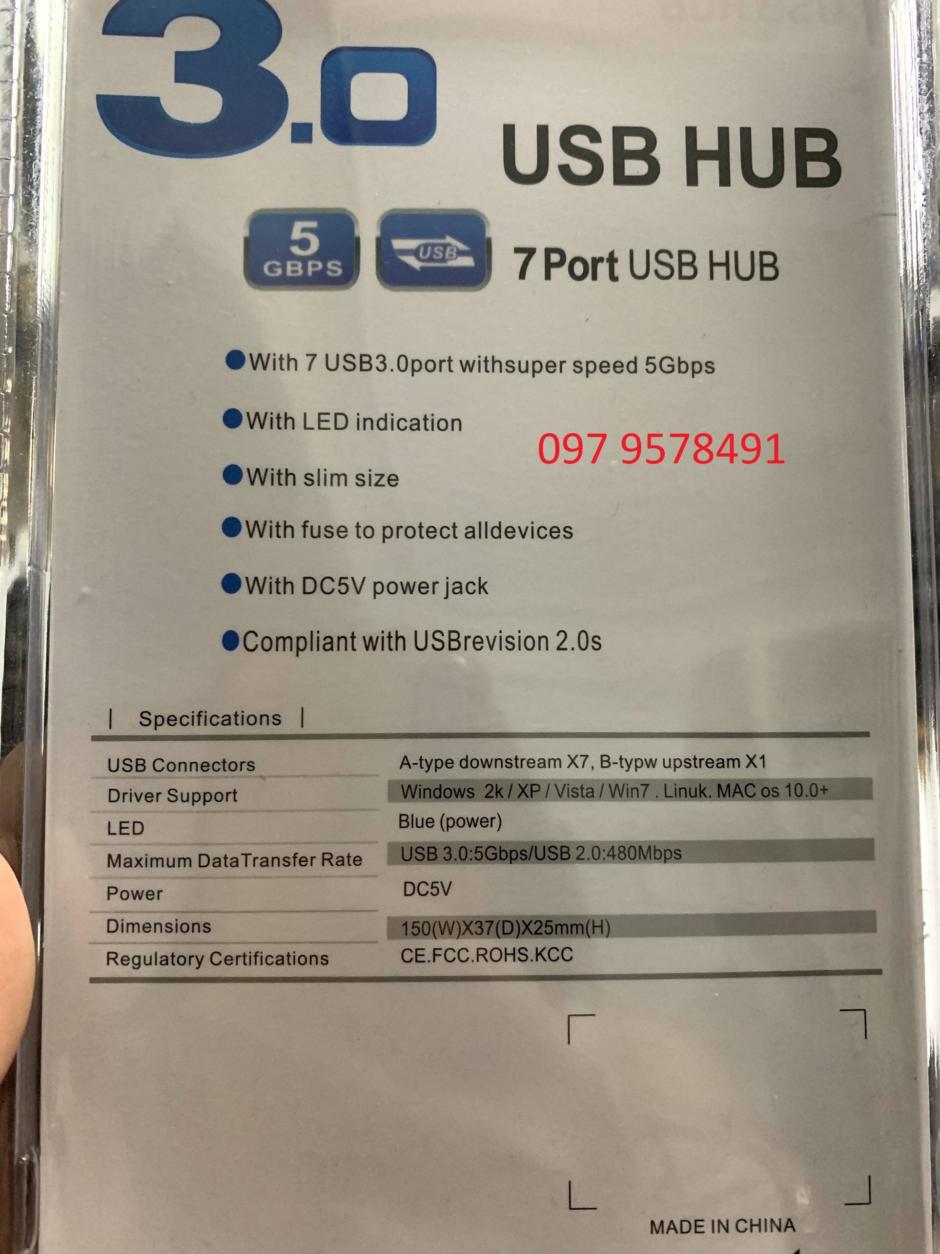 Bộ chia USB 7 Cổng tốc độ chuẩn 3.0 dây dài