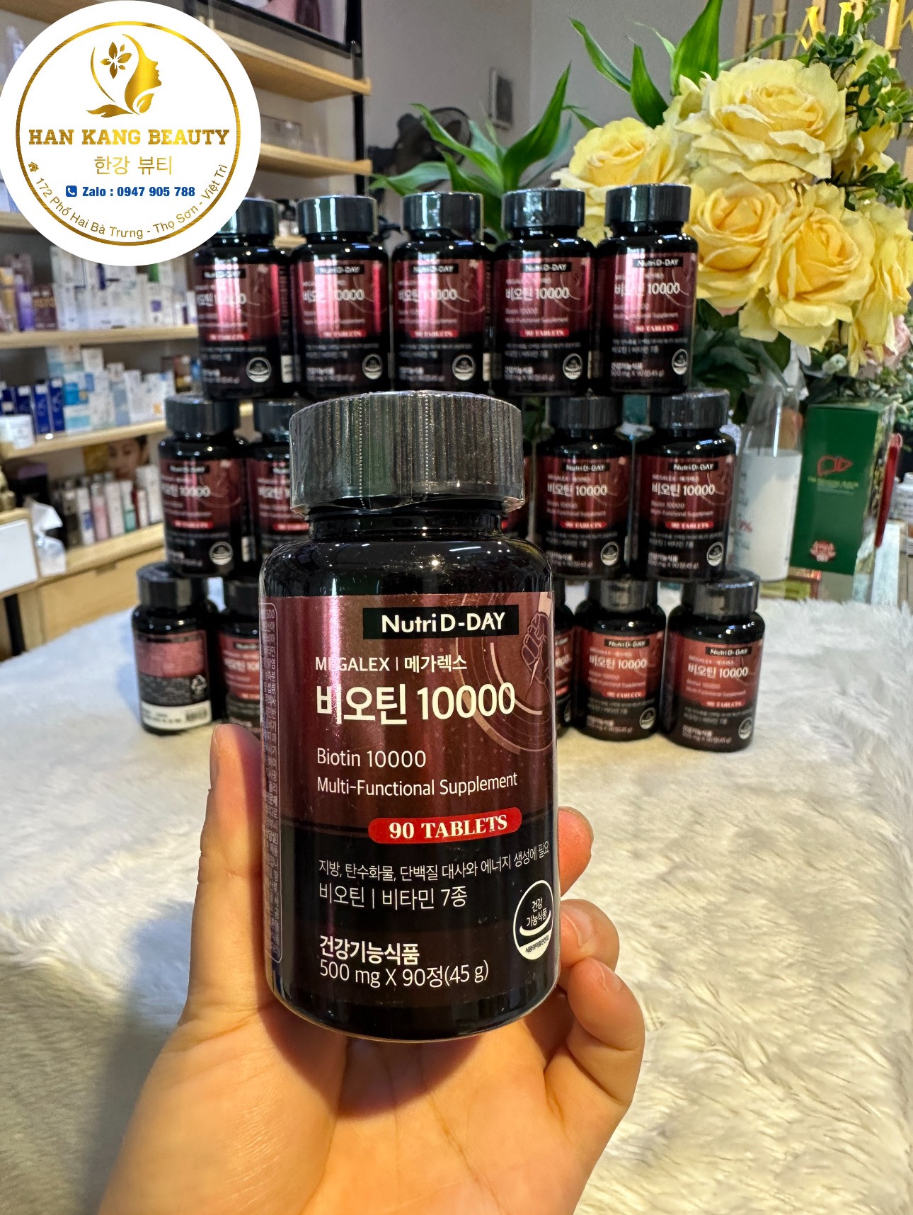 Viên uống hỗ trợ mọc tóc biotin 10000 nutrid-day hàn quốc 90 viên