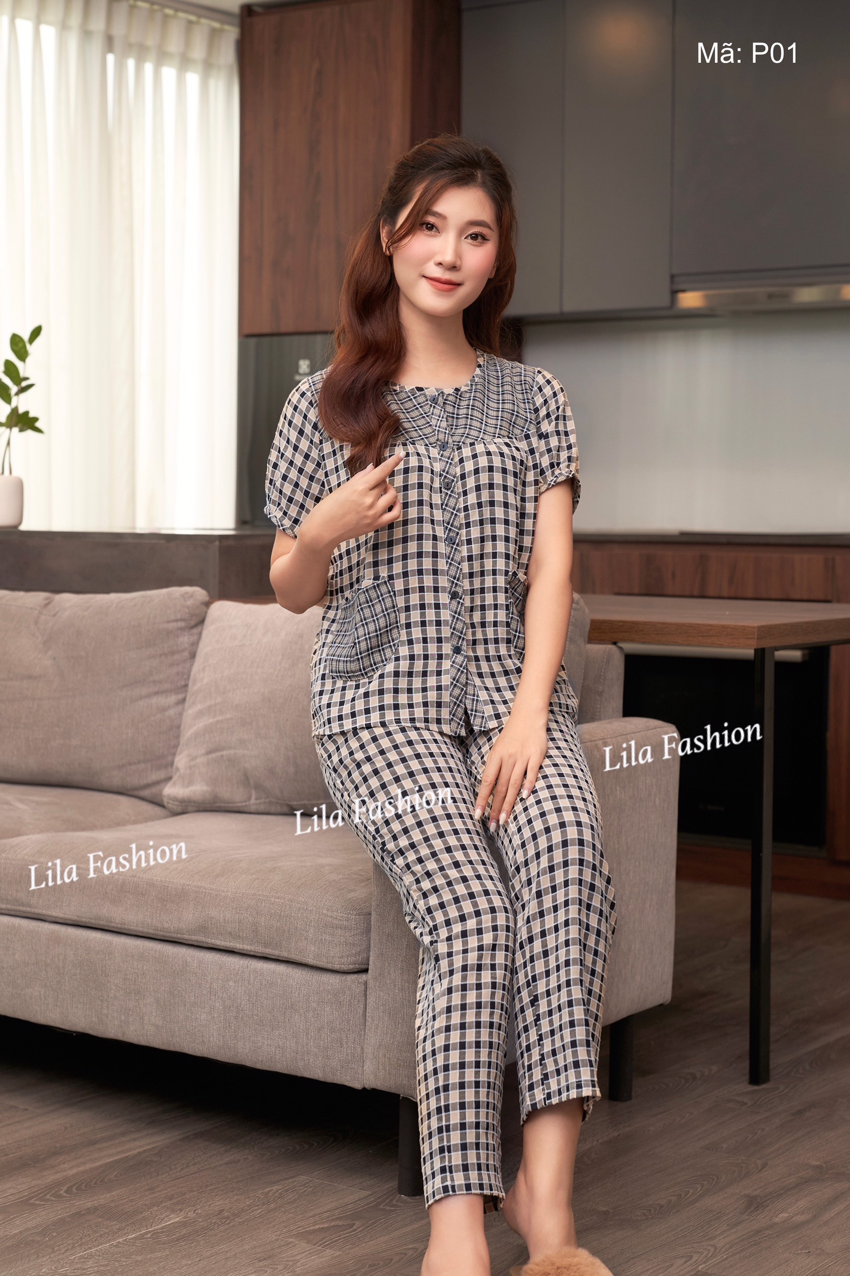 P01_Đồ bộ mặc nhà cọc tay phối