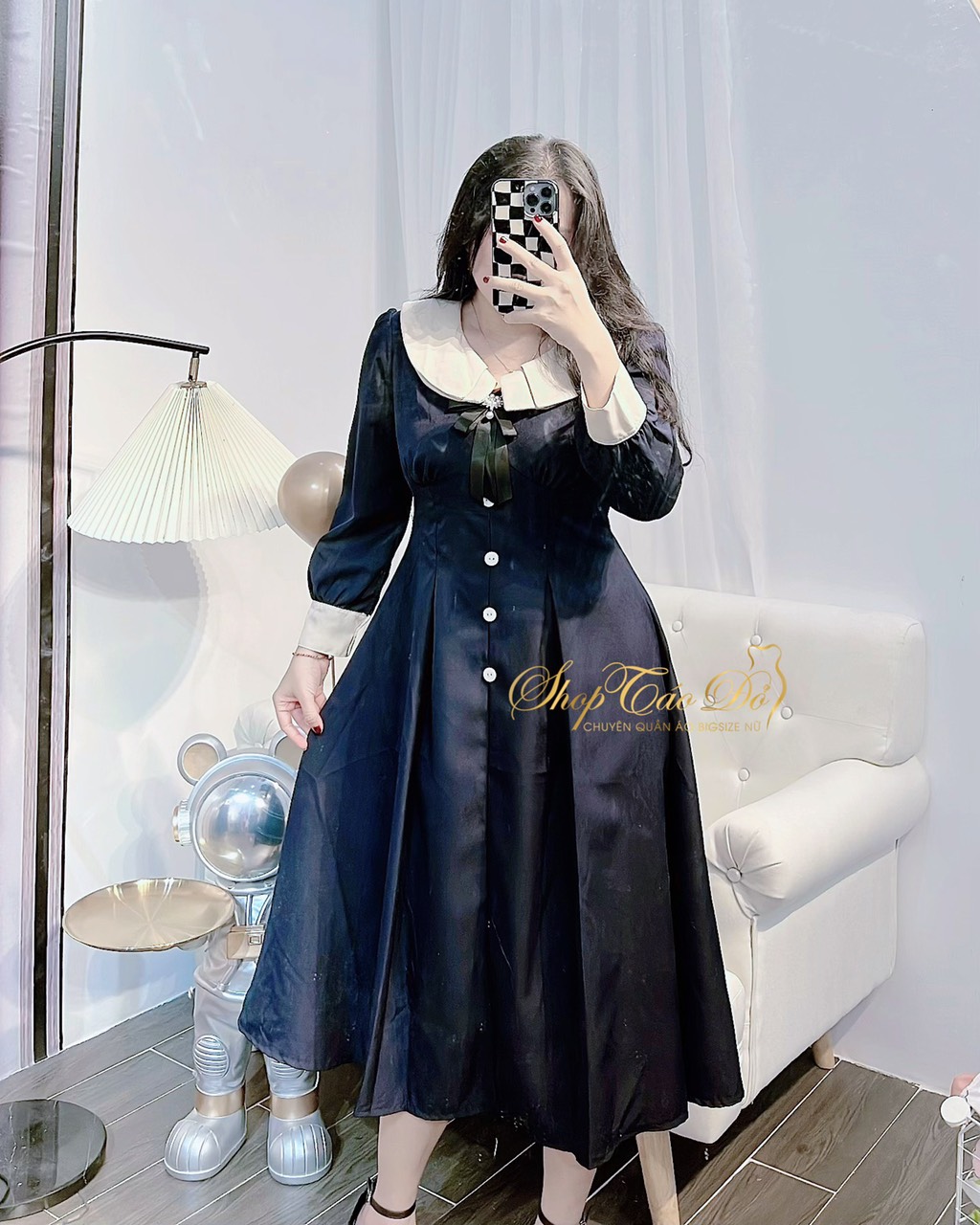 (TÁO ĐỎ BIGSIZE 55-90KG) Đầm Cổ V Kiểu Vintage Sang Chảnh D96 (ảnh thật chính chủ)🍎🍎🍎
