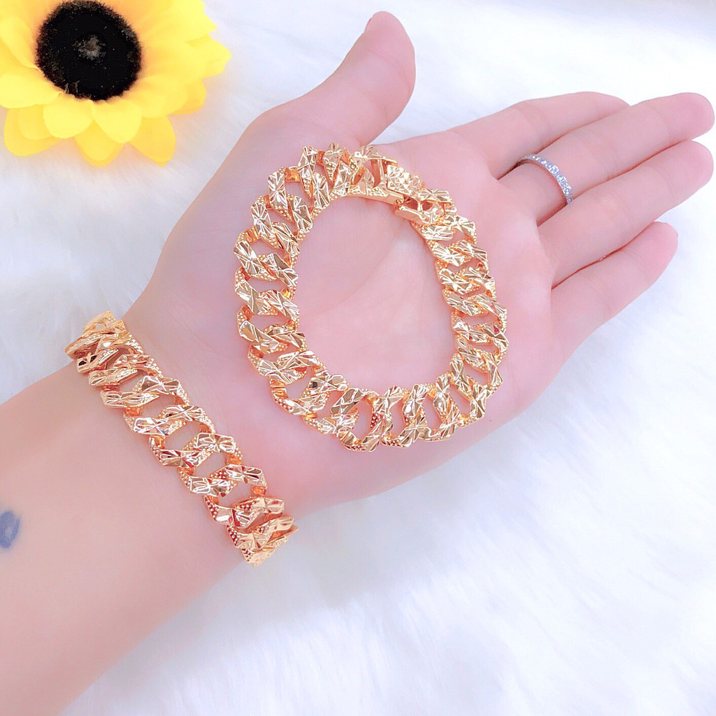 Lắc tay nữ xích vuông dát vàng 18k