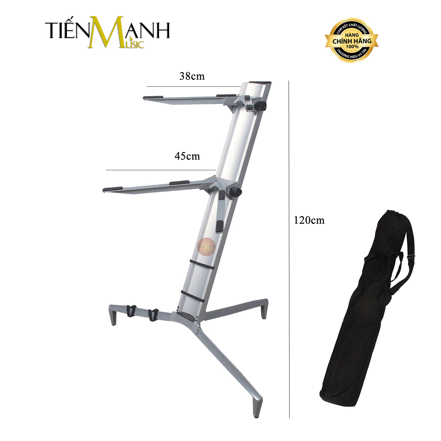 Chân Giá 2 Tầng Để Đàn Organ, Piano, Bàn DJ Bằng Nhôm KS80A Keyboard Stands KS80 Cao 1m, 1m2 KS-80A Loại Tốt Hai Tầng