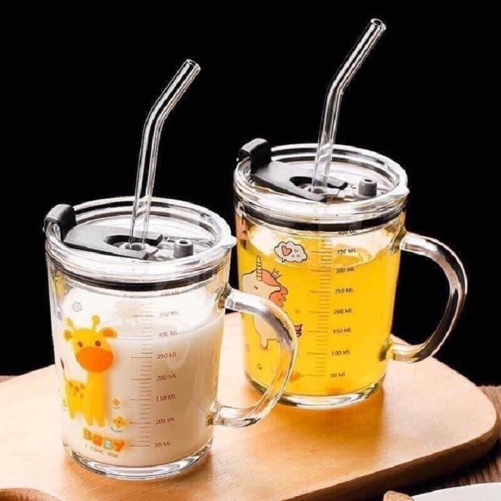 Cốc chia vạch, cốc thủy tinh chia vạch uống sữa cho bé, chịu nhiệt tốt, dễ vệ sinh