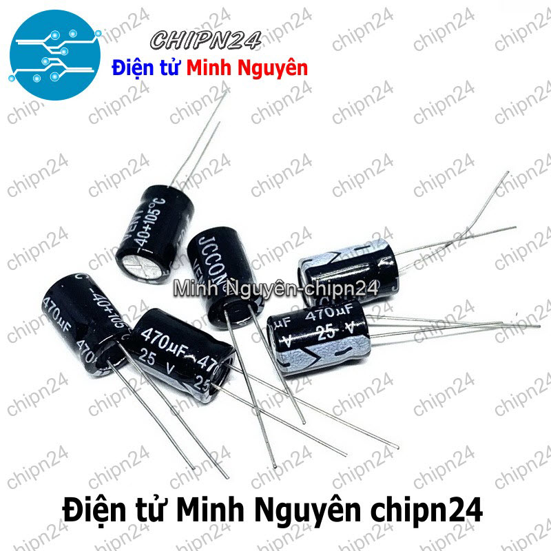 [5 con] (F256) Tụ hóa 470uF 25V Đen (8x12mm) - HH000715