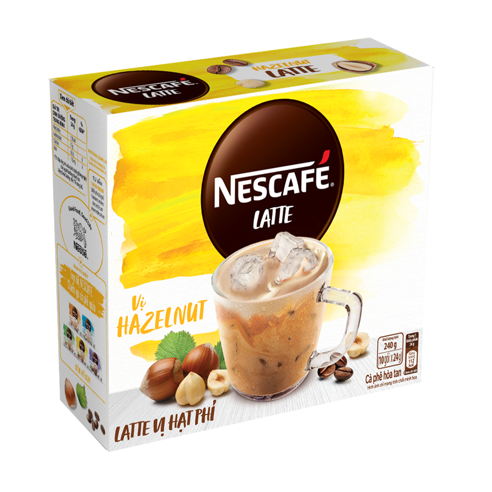 [QUÀ TẶNG THÁNG 03 - Mua 1 tặng 1  Bình nước]_Combo 2 Hộp Cà phê hòa tan NESCAFÉ Latte Sữa Hạt Vị Hạt Phỉ  (Hộp 10 gói x 24g)