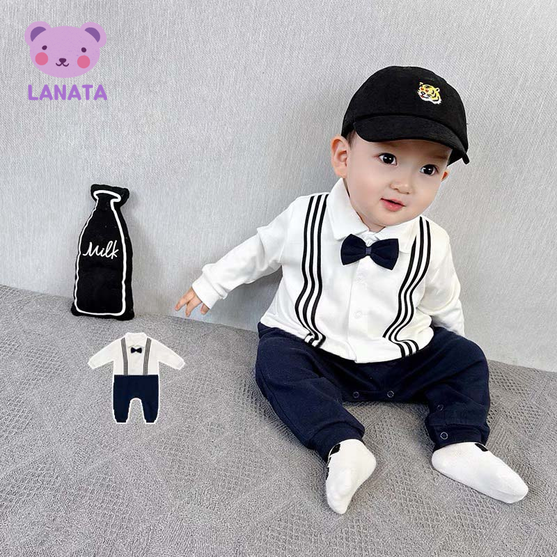 Bộ Body quần áo trẻ em dài tay Công Tử thu Đông cotton body cho bé trai và body cho bé gái từ 0-12 tháng tuổi