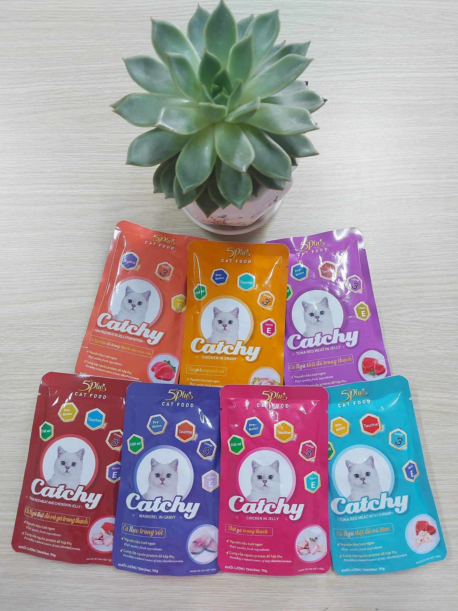 Thức ăn ướt cho mèo 5Plus Catchy gói 70g