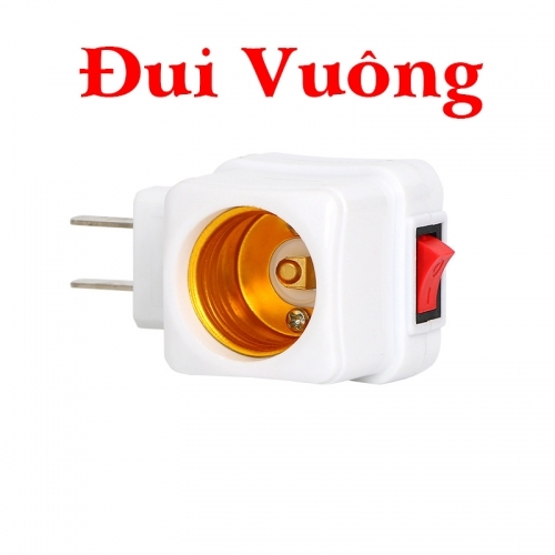 ĐUI ĐÈN E27 VUÔNG CÓ CÔNG TẮC