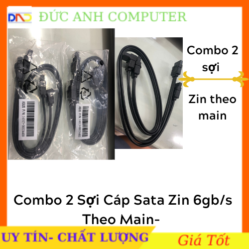 COMBO 2 Sợi Cáp Sata Asus 3.0 Chuẩn 6.0 Gb/s Chính Hãng (Hàng mới, zin bóc main)- Có Nẹp Cài Kim Loại Xịn