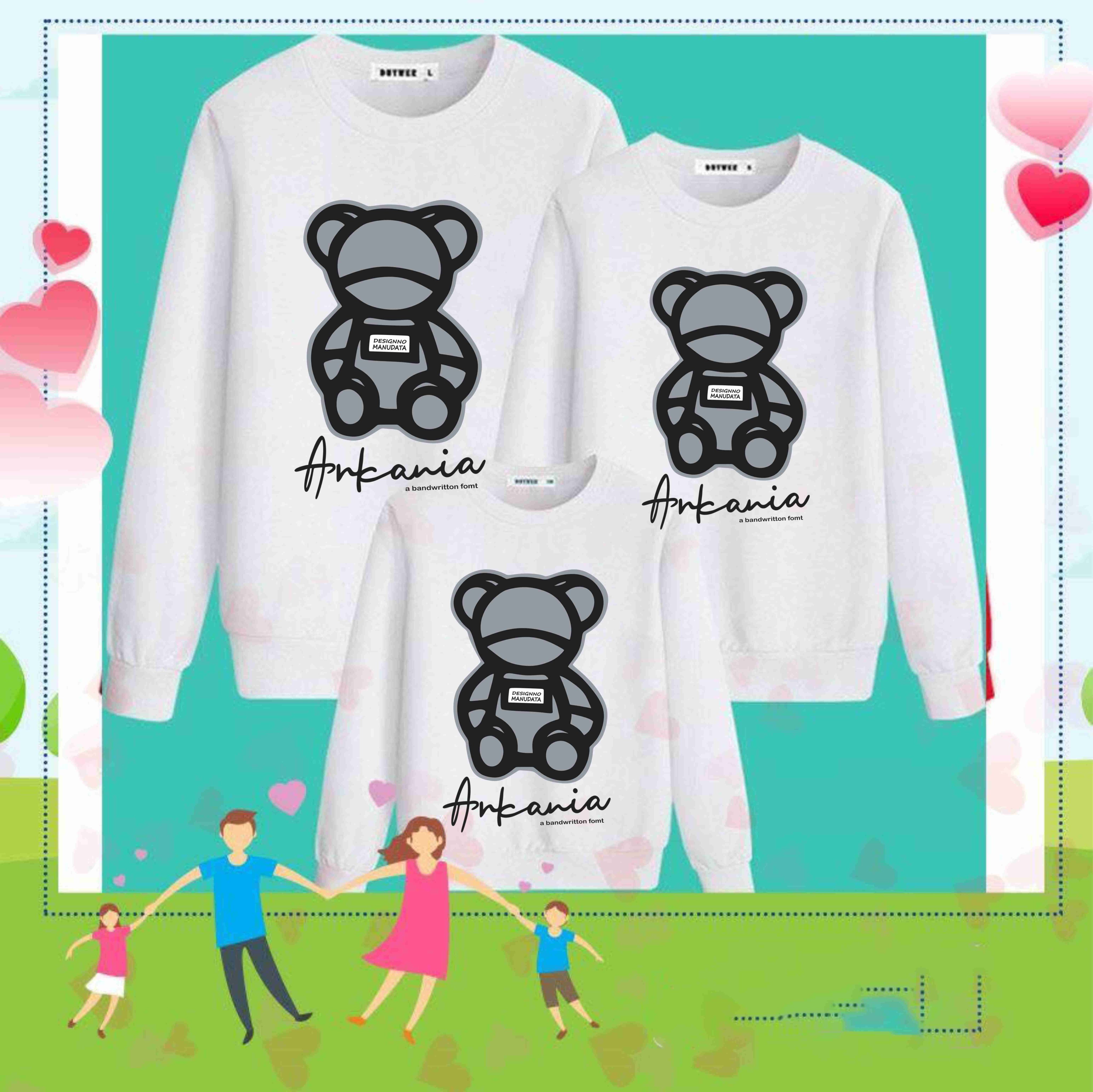 Áo Sweater cặp đôi và gia đình in hình GẤU - giá 1 áo
