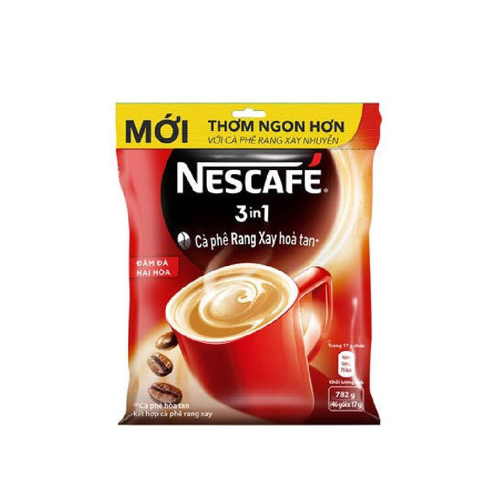 Cà phê rang xay hòa tan Nescafé 3in1 đỏ đậm đà hài hòa Date mới 12 tháng.