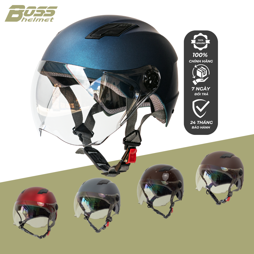 Nón Bảo Hiểm 1/2 Đầu Có Kính BOSS AT12 (Đa dạng màu sắc)