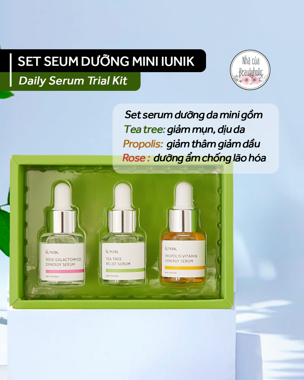 [Nhacuabeautyholic] Set tinh chất mini  IUNIK Daily Serum Trial Kit