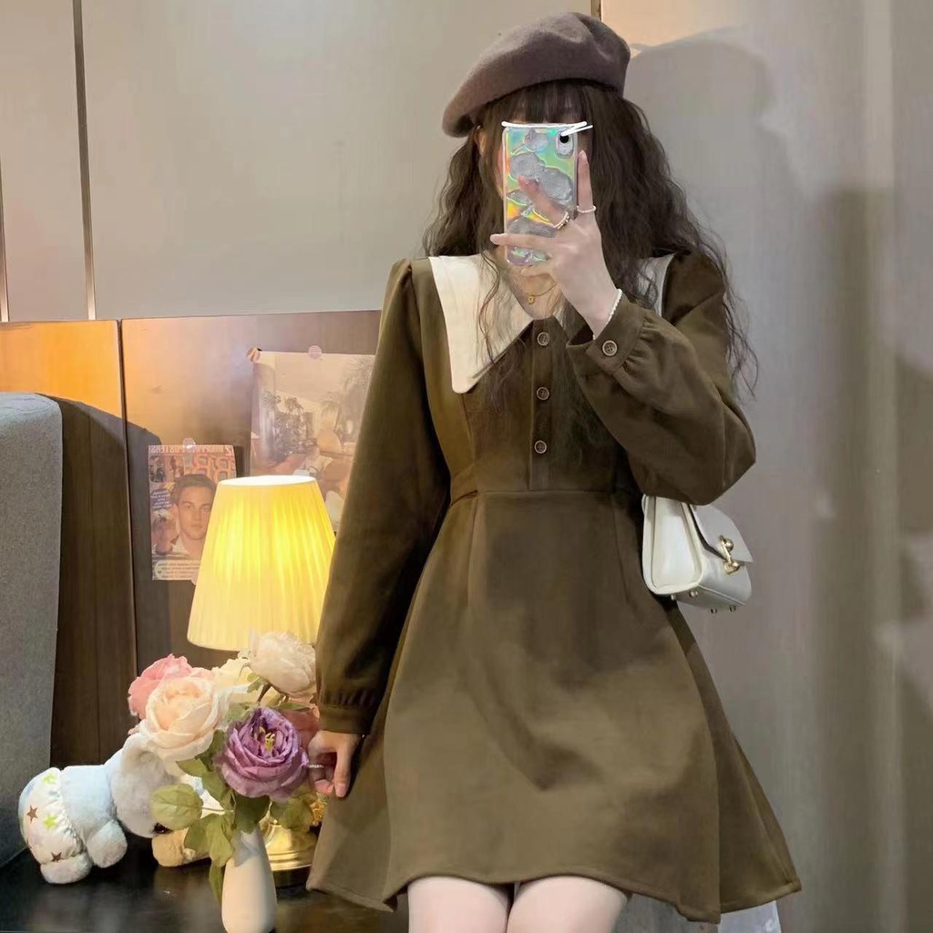 Doll dress/dress short-sleeved long autumn winter style French