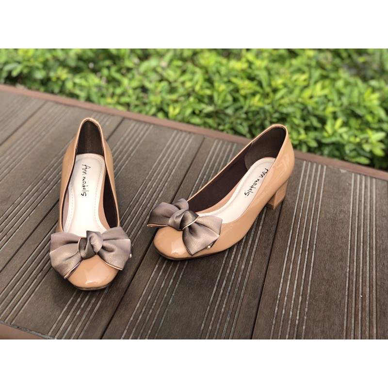 [Ảnh Thật ] Giày cao gót 3 phân gót vuông Nơ Anna MS: AN022