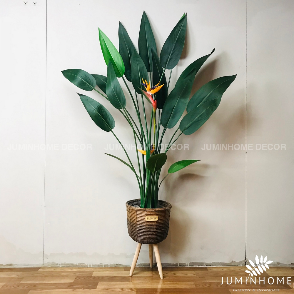 Giỏ cói Decor trang trí trồng Cây giả