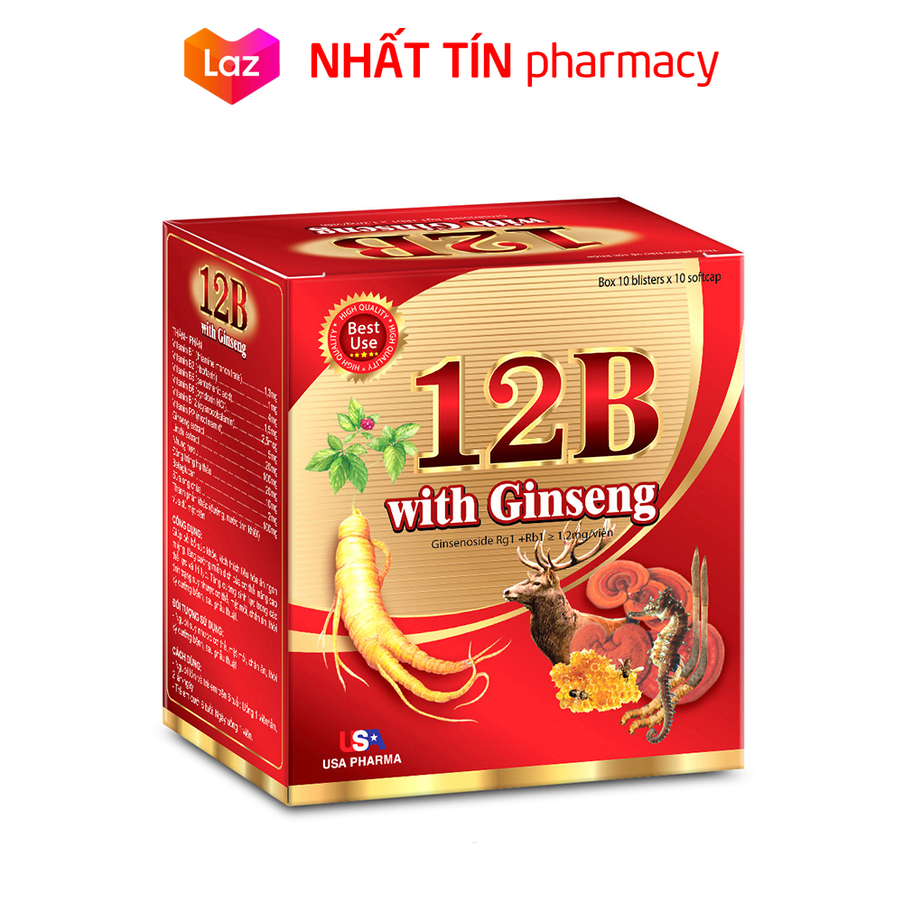 Viên uống Vitamin B tổng hợp 12B With Ginseng bồi bổ cơ thể tăng sức đề kháng - Hộp 100 viên giúp ăn ngon miệng phục hồi sức khỏe