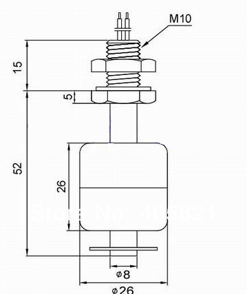 Công tắc phao cảm biến chất lỏng - hành trình 52mm