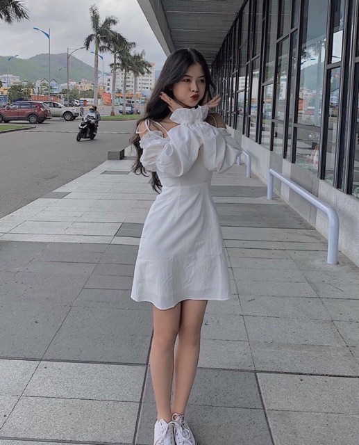 ✨ĐẦM RỚT VAI TAY BO ( CÓ ĐỆM NGỰC)