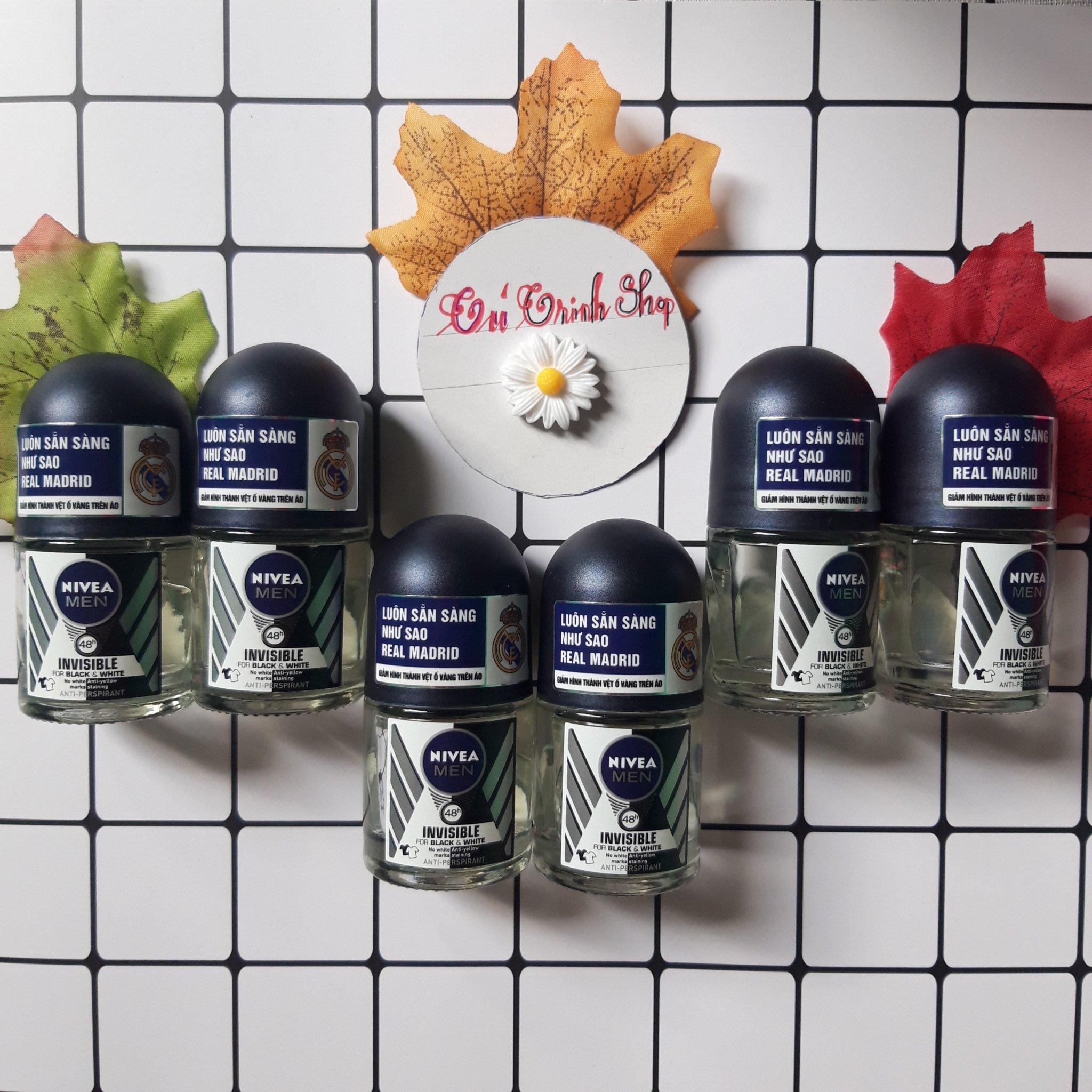 (HÀNG KHUYẾN MÃI ) COMBO 6 Lăn Khử Mùi Nivea Men Black & White 12ml/ chai