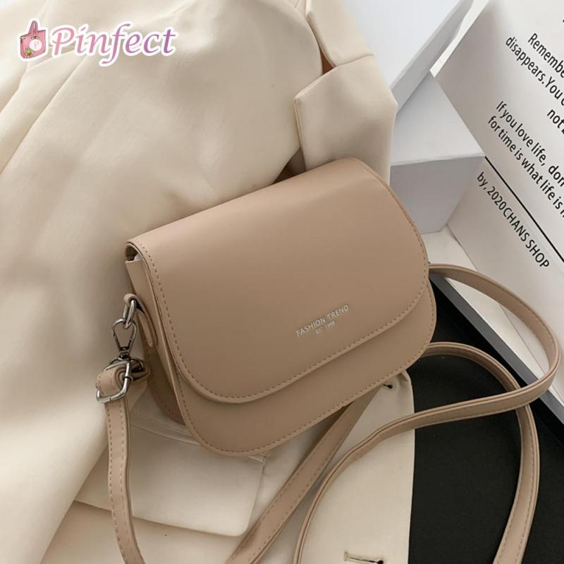 Túi xách bằng da màu trơn, có dây đeo chéo phong cách thanh lịch cho nữ Pinfect Official Store