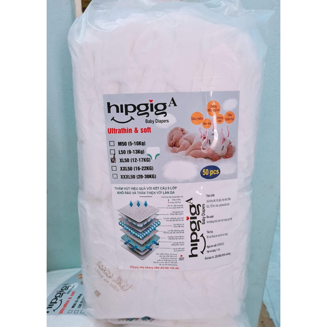 Bỉm Hipgig A xuất Nhật đủ 100 miếng