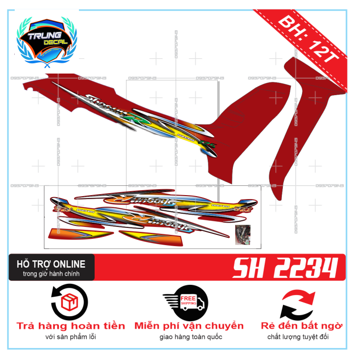 Tem rời xe shogun dán xe đỏ