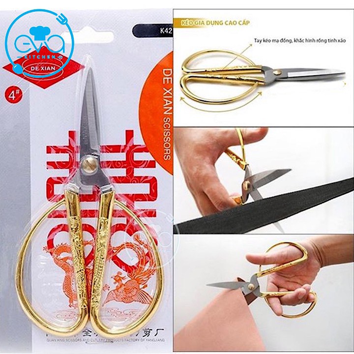 Kéo Cắt Cán Rồng Vàng Sắc Bén KM45