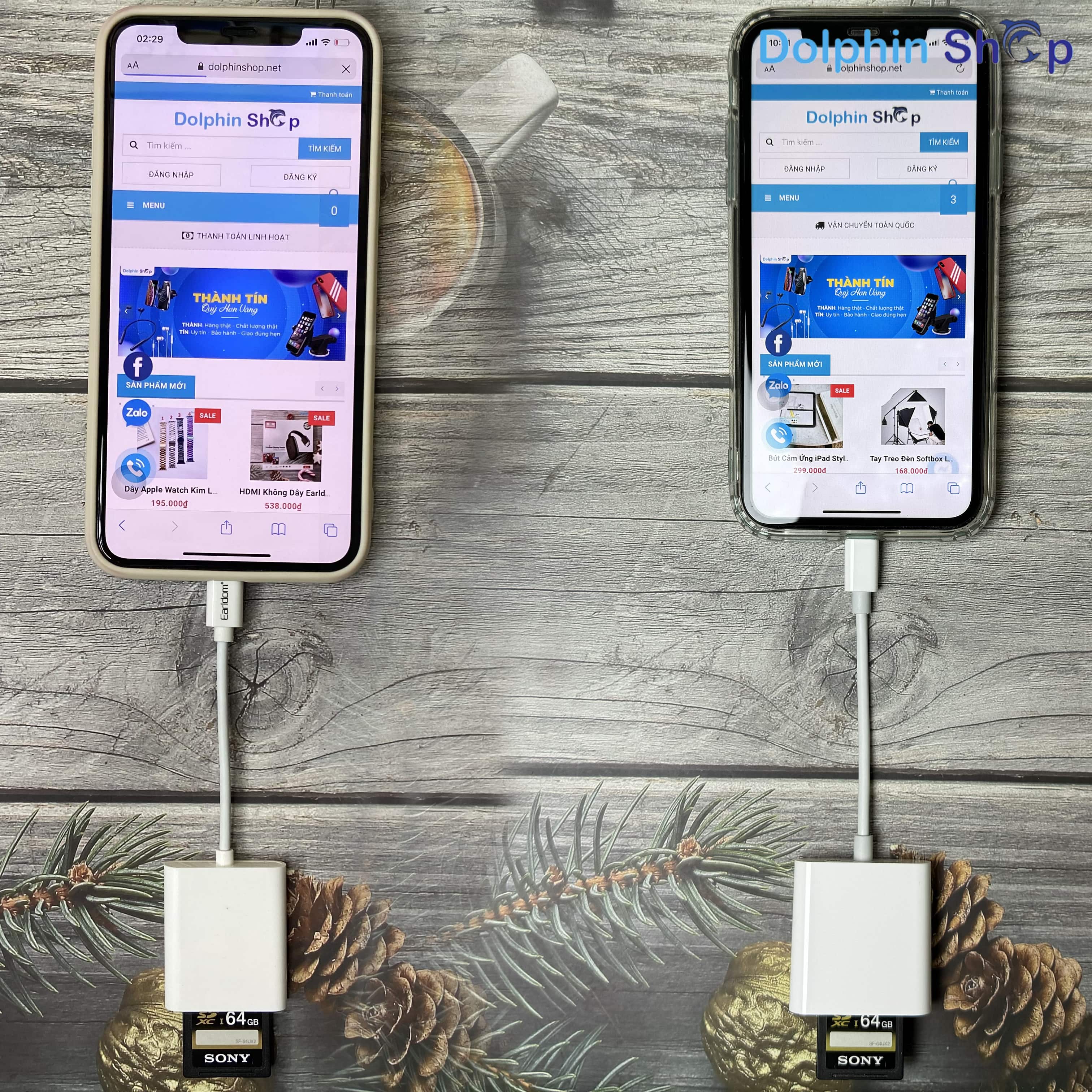 Cổng OTG iPhone, iPad Từ Lightning Sang Đầu Đọc Thẻ Nhớ SD, Micro SD Earldom OT47 / Mobile Sync 3.0
