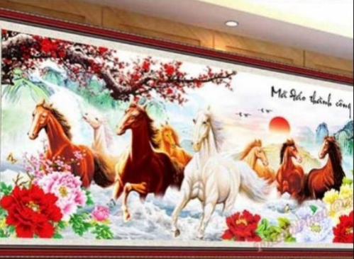 Tranh đính đá mã đáo thành công- kt : 130 x 63 cm
