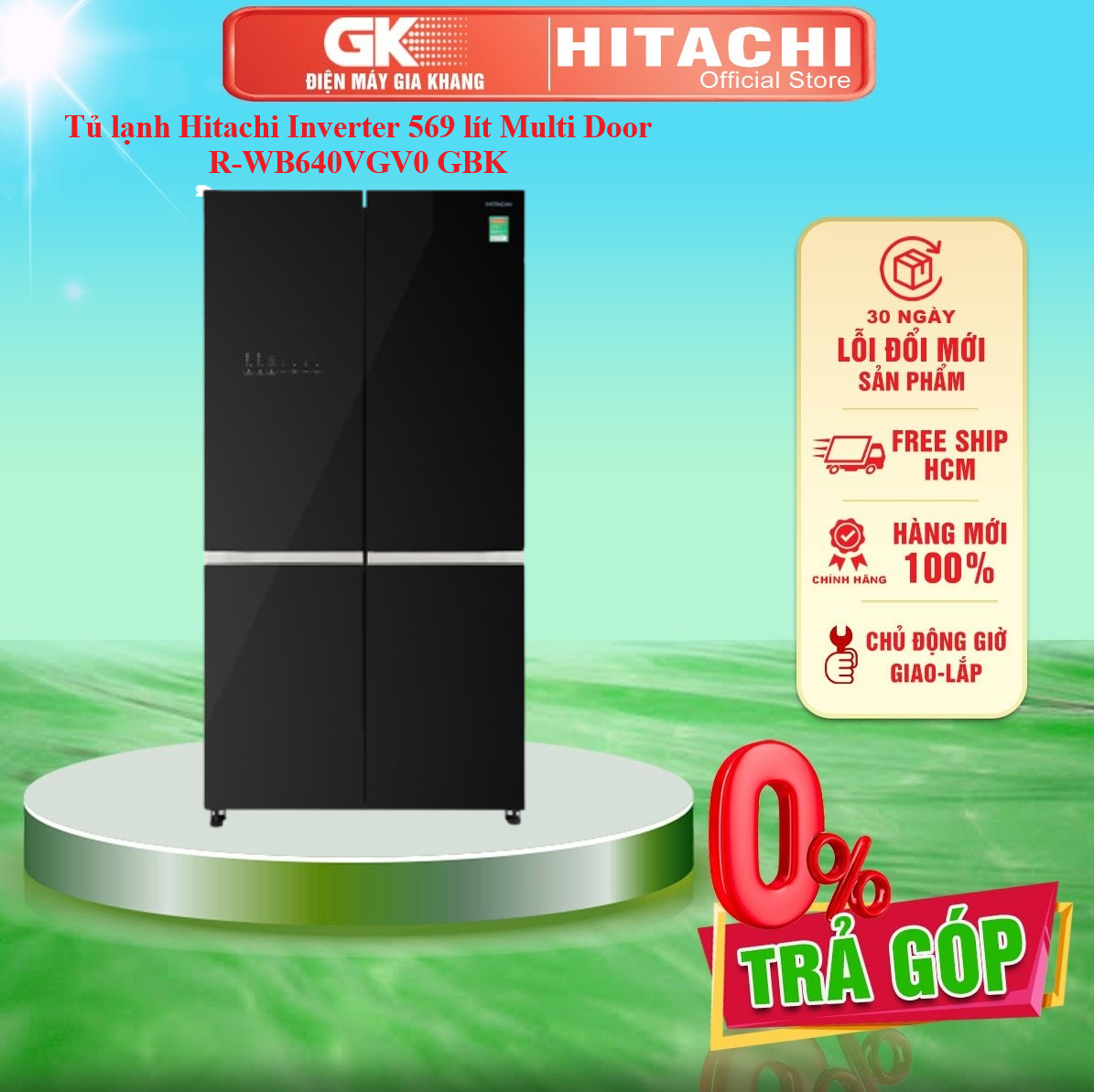Tủ lạnh Hitachi Inverter 569 lít R-WB640VGV0 (GBK) - GIAO TOÀN QUỐC - FREESHIP HCM