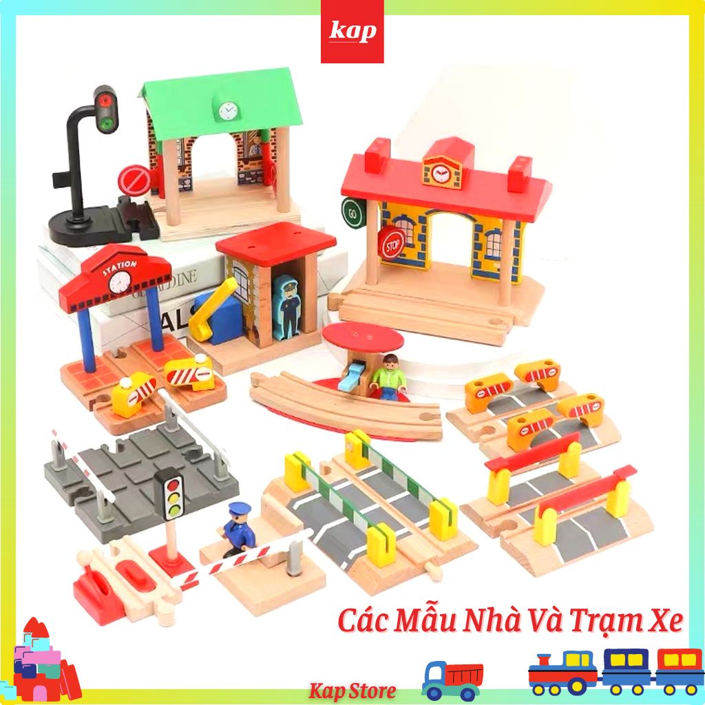 Các mẫu nhà và trạm xe lửa - phụ kiện dành cho đường ray xe lửa gỗ.