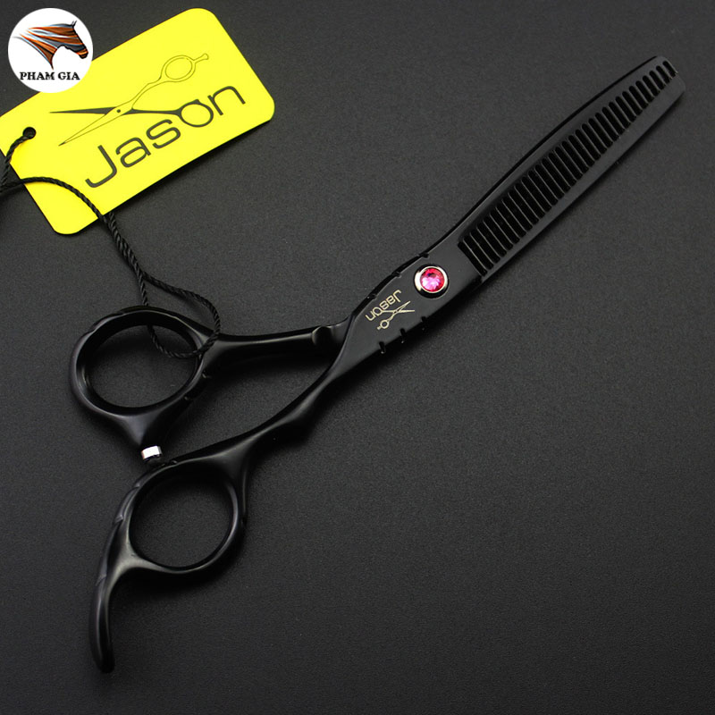 Kéo cắt tóc Nhật Bản cao cấp JASON màu đen JS01 [Mua một bộ kéo tặng kèm một bao da + lược]