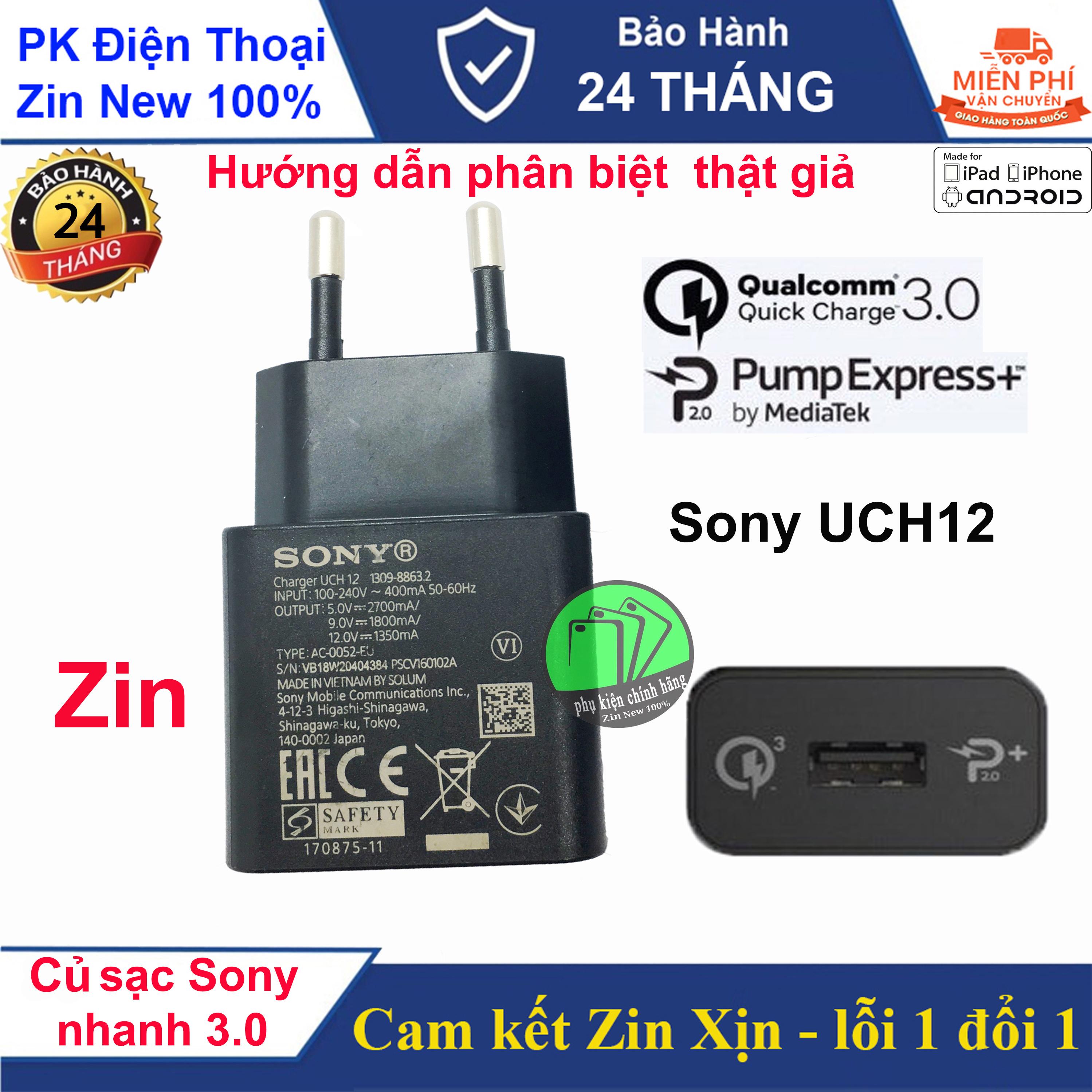 Bộ sạc nhanh 3.0 SONY UCH12 (Quick Charge 3.0), Type -C - BH 2 năm