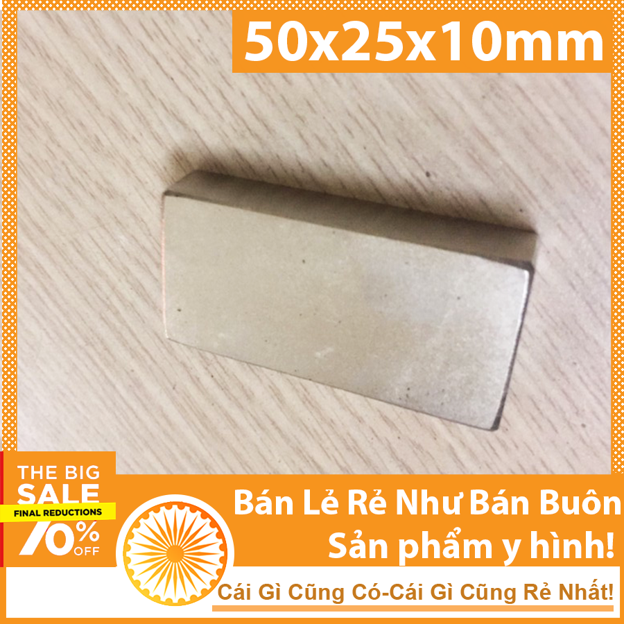 Nam châm đất hiếm 50x25x10mm từ tính mạnh