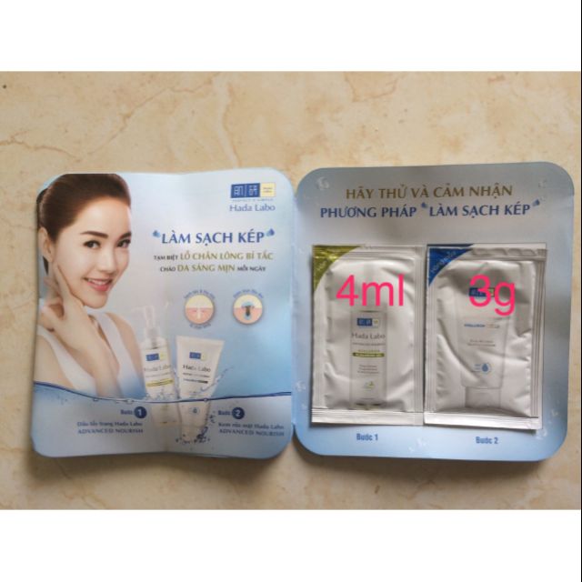 Dầu tẩy trang Hadalabo 4ml + rửa mặt Hadalabo 3g(Rửa mặt)