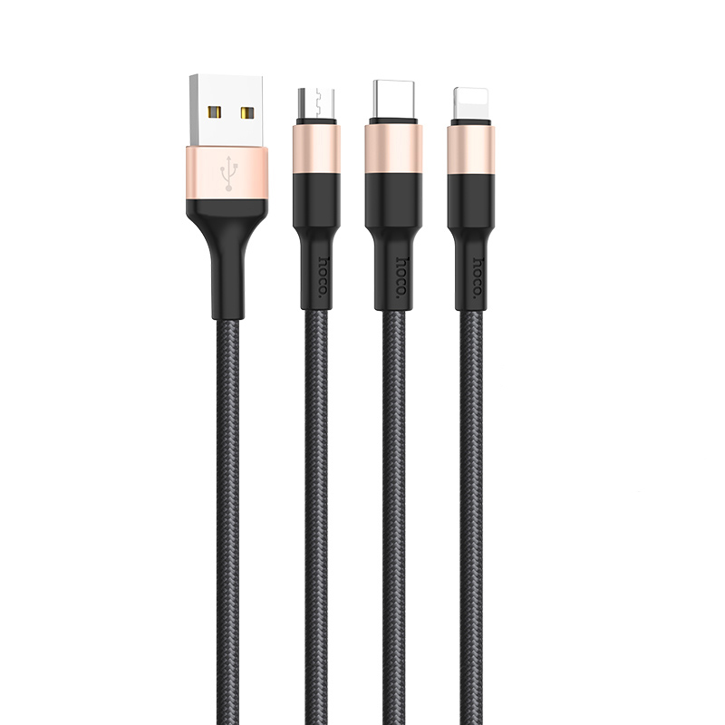 Cáp sạc Hoco X26 3 đầu IP- Micro-Type C dây dù chống đứt