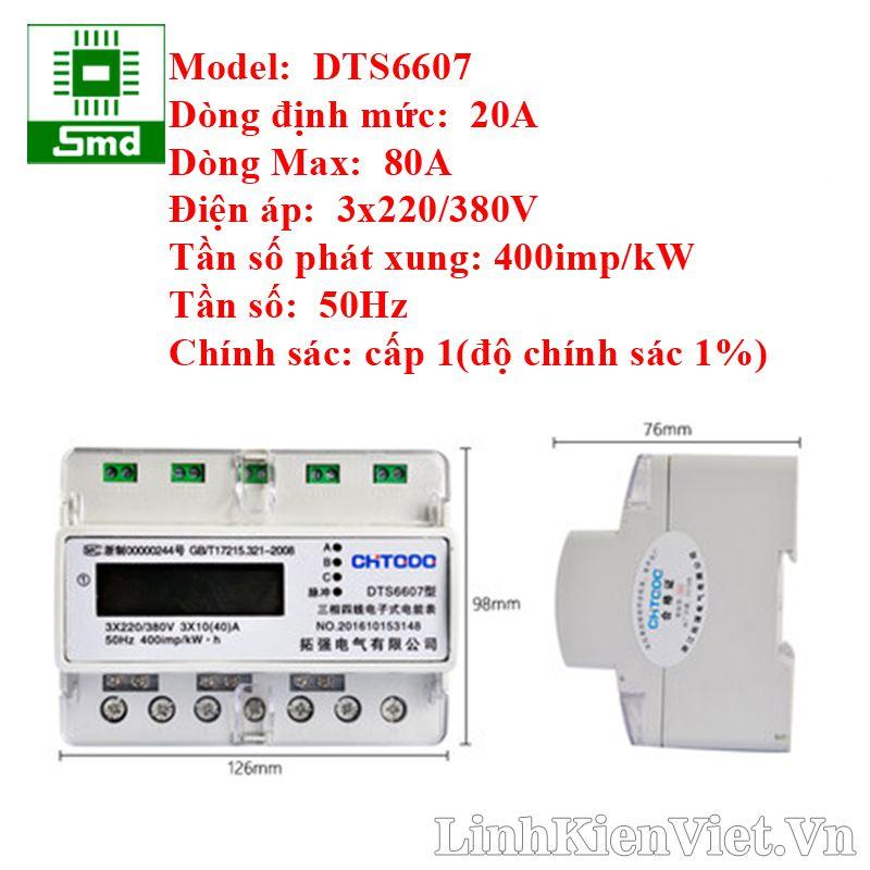 Công tơ điện tử 3 pha DTS6607 50Hz 20(80)A