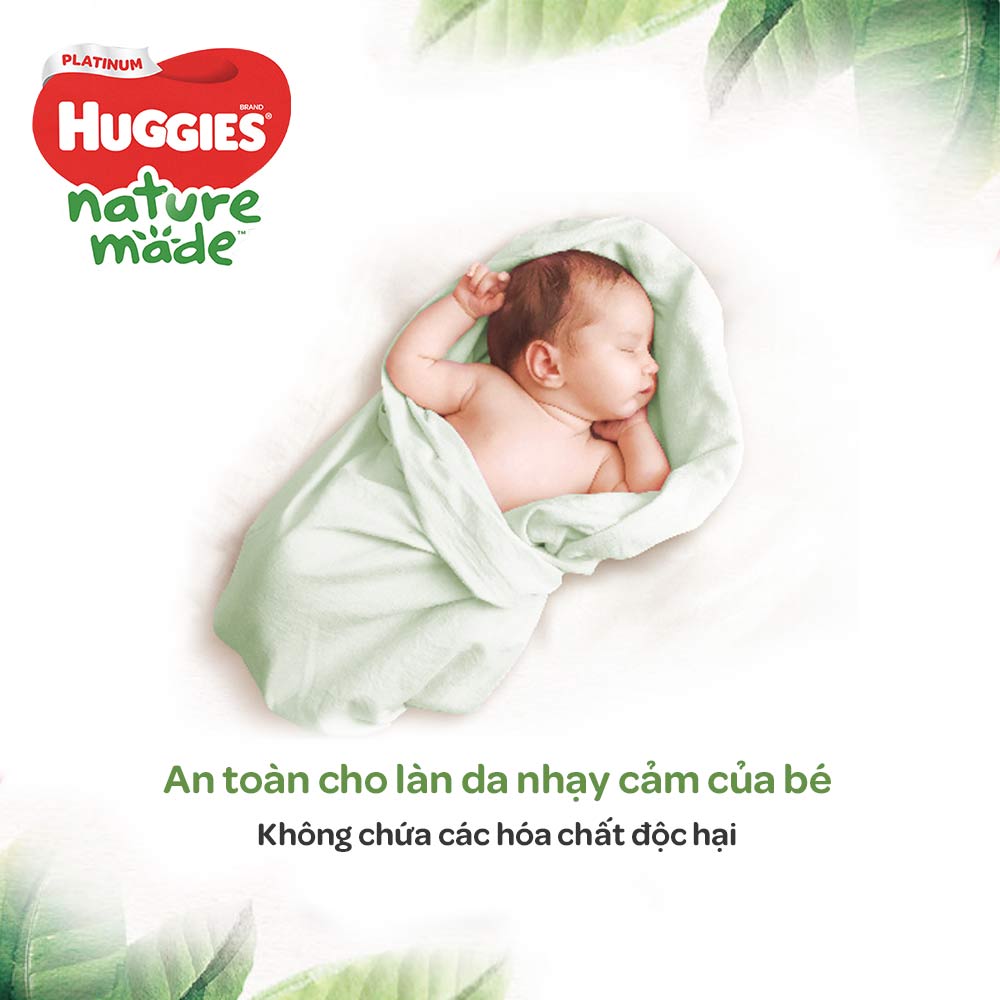 [GIẢM THÊM 40K ĐƠN 799K] Tã/Bỉm dán HUGGIES PLATINUM NatureMade L54 (9-14kg)-Gói Jumbo 54 miếng