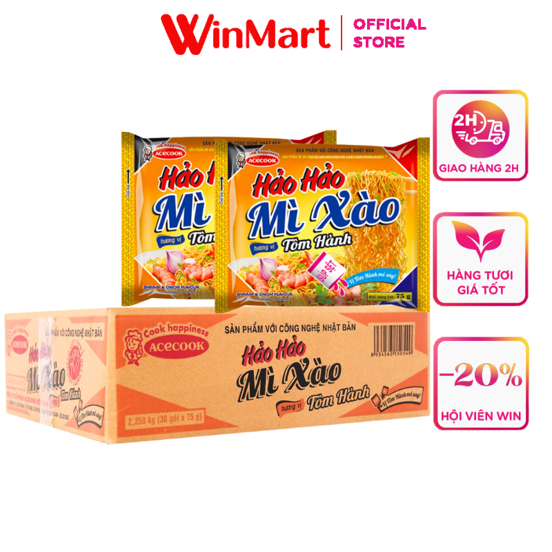 [Siêu thị WinMart] - Thùng 30 gói mì Hảo hảo xào khô tôm hành 75g