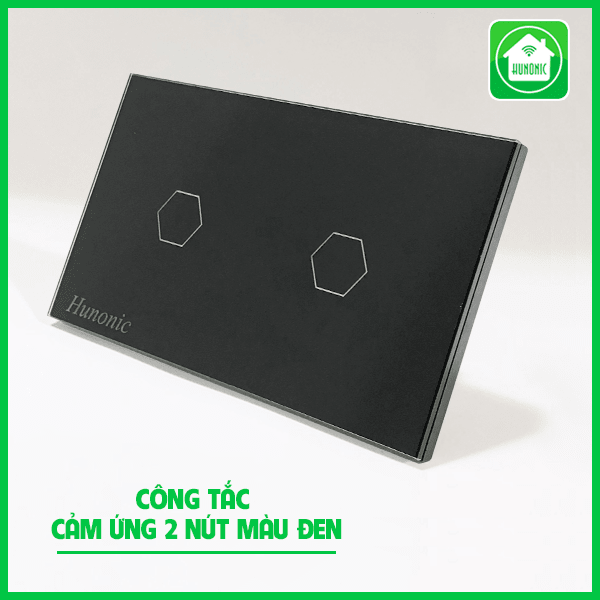 Công Tắc Wifi Cảm Ứng Hunonic 2 Nút Màu Đen