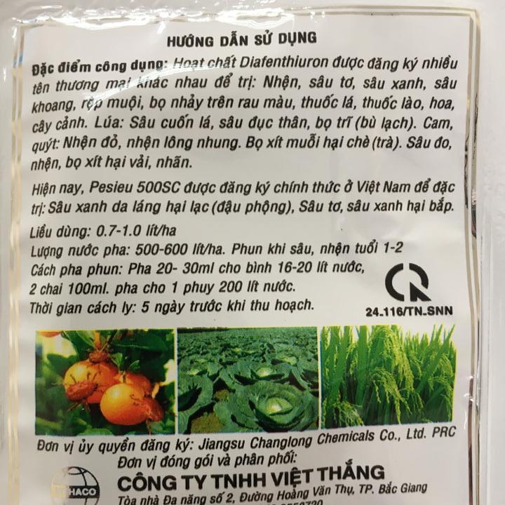 Chế phẩm Pesieu 500SC gói 10ml trừ sâu, rầy, nhện đỏ