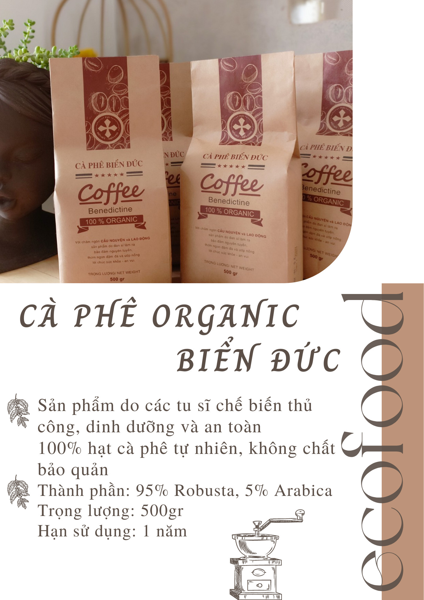 CÀ PHÊ ORGANIC BIỂN ĐỨC GÓI 500GR