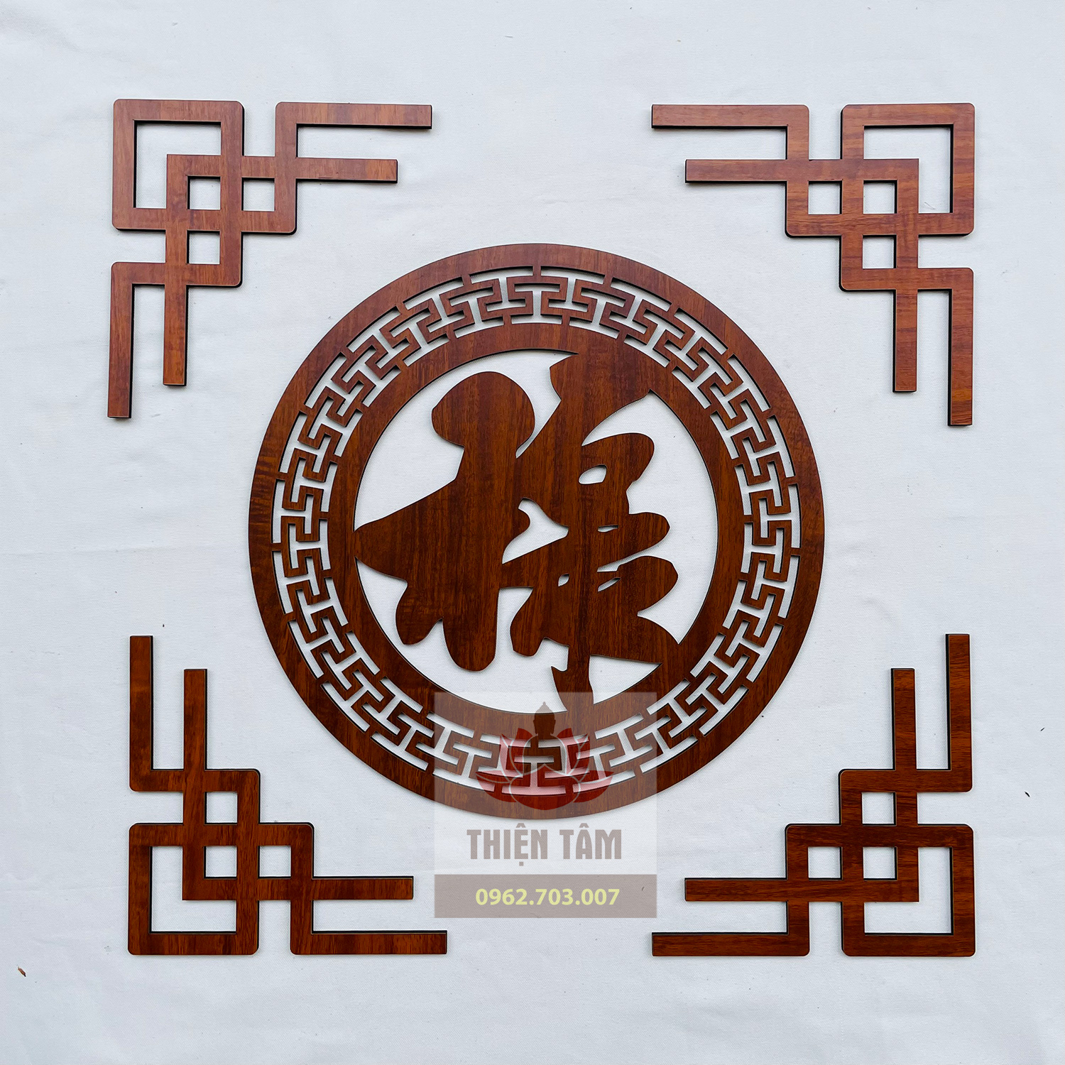 Bộ trang trí bàn thờ phúc-lộc-thọ-sen dán tường bằng gỗ mdf