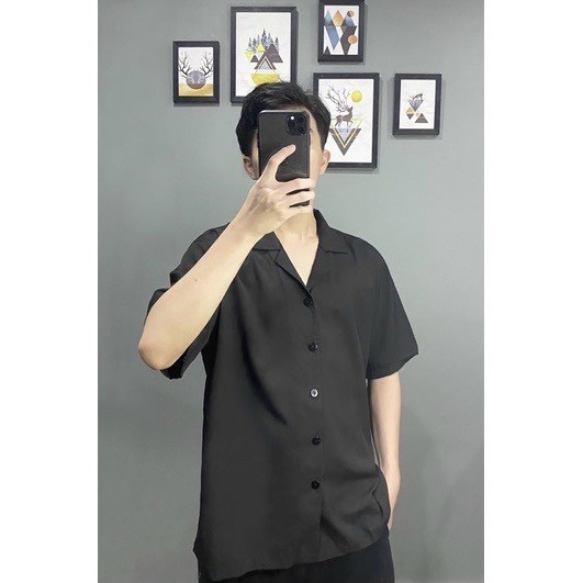Áo Sơ mi nam nữ vải kate lụa siêu mịn mát, Áo sơ mi blazer trơn trắng đen thanh lịch
